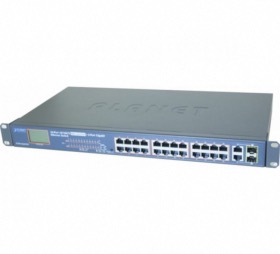 Switch 24 ports 10/100 PoE+ 2 gigabit RJ45/SFP combo Planet