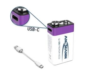 Pile Block E 9V rechargeable par USB-C
