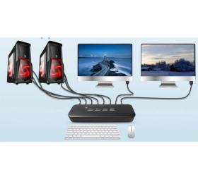 Switch KVM HDMI 4K USB 2 ports double écran avec câbles