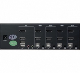 Switch KVM HDMI/USB/Audio 4 ports 4K double écran