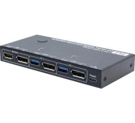 Switch KVM 2 ports 1 écran vers double écran HDMI DP