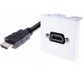 Plastron HDMI 45 x 45 avec cable HDMI coudé 10 m