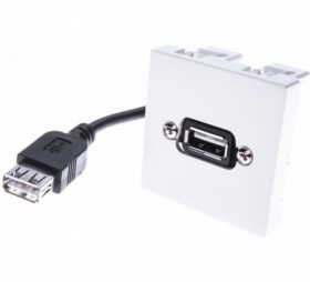 Plastron USB type A F/F 45 x 45 5 m coudé 10 cm