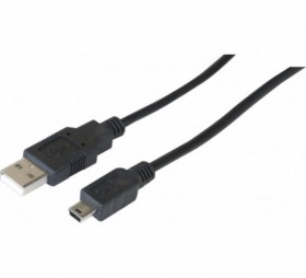 Cordon USB 2.0 type A mini USB B noir 1,5 m