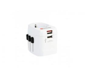 Adaptateur secteur tripolaire Europe vers multi pays USB