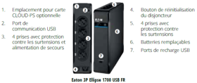 Onduleur Eaton 3P Ellipse 1700VA 8 prises FR + USB