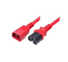 Rallonge secteur IEC C14 vers IEC C15 rouge 1,80 m