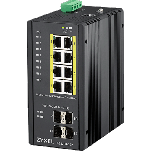 Switch industriel 8 ports giga PoE 240W 4 SFP Zyxel