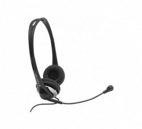 Casque micro stéréo ajustable jack 3.5 mm noir/gris