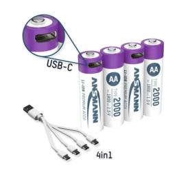 Piles AA rechargeables USB-C - Blister de 4