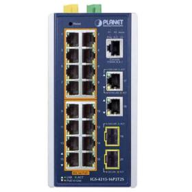 Switch industriel 16 ports PoE+ 2 SFP Planet IGS-4215-16P2T2S