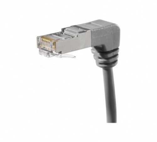 Cable ethernet coudé bas gris 30 cm catégorie 5 F/UTP