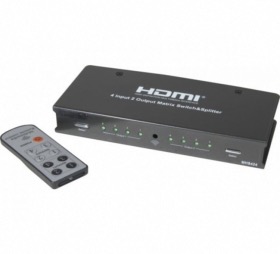 Commutateur matriciel 4x2 HDMI + jack / toslink