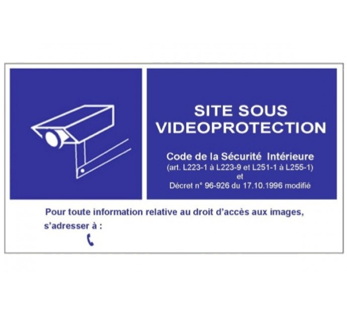 Panneau d'information site sous vidéoprotection