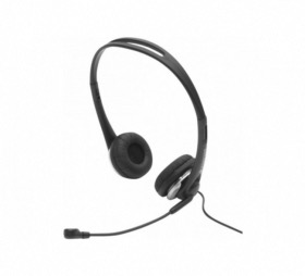 Casque micro stéréo ajustable jack 3.5 mm noir/gris