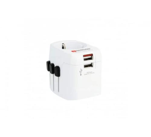 Adaptateur secteur tripolaire Europe vers multi pays USB