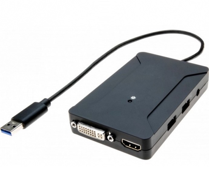 axGear Adaptateur de carte graphique externe USB 3.0 vers HDMI / DVI / VGA  avec réseau LAN 