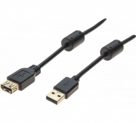 Rallonge USB 2.0 type AA M/F 1 m noir avec ferrites