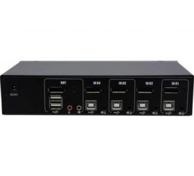 Switch KVM DP/USB/Audio 4 ports avec câbles