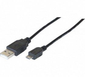 Cordon USB 2.0 type A micro USB B noir 1 m