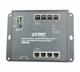 Switch industriel plat 8 ports Gigabit PoE+ 2 SFP Planet