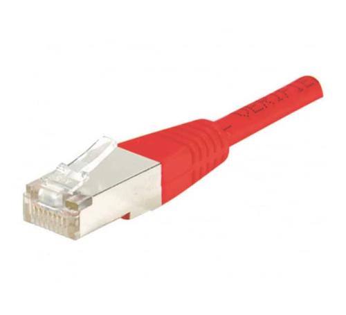 Câble RJ45 15 cm rouge catégorie 6 blindé F/UTP