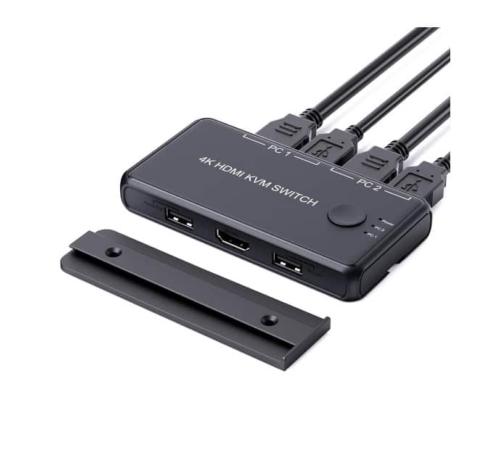 Mini Switch KVM HDMI 4K USB 2 ports avec câbles