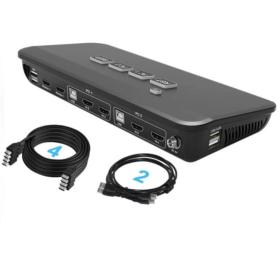 Switch KVM HDMI 4K USB 2 ports double écran avec câbles