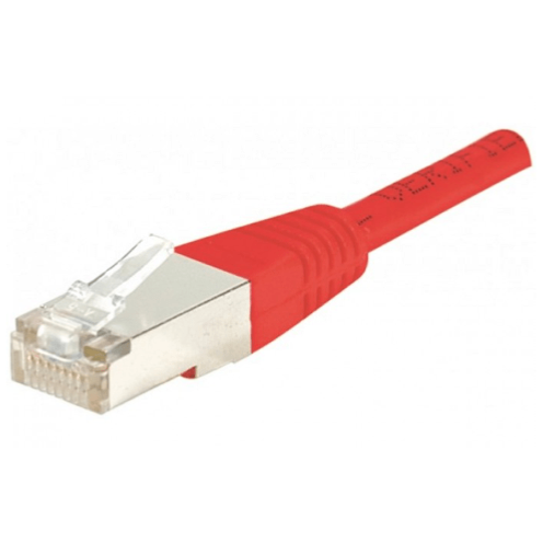 Cordon rouge patch blindé catégorie 5e F/UTP cuivre 100 Mhz - 30 cm