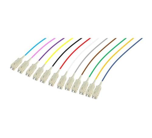 Lot de Pigtails OM3 SC/UPC simplex 12 couleurs 2 m
