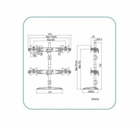 Support à poser 4 écrans de 15 à 24 pouces Aavara DS400