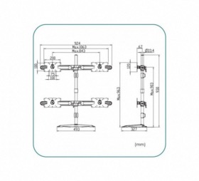 Support à poser 4 écrans de 24 à 32 pouces Aavara DS410
