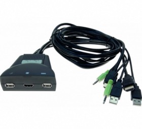 Switch KVM câblé HDMI 4K/USB/Audio 2 ports