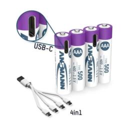 Piles AAA rechargeables USB-C - Blister de 4