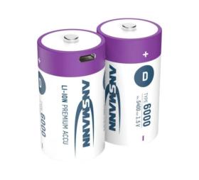 Piles D rechargeables USB-C - Blister de 2