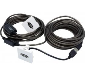 Plastron USB type A F/F 45 x 45 amplifié 15 m coudé