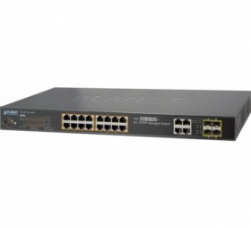 afficher l'article Switch manageable 16 ports Gigabit PoE+ 230W 4 SFP Planet