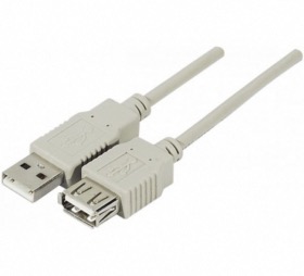 Rallonge USB 2.0 type A grise 2 m