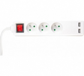 afficher l'article Multiprise électrique 3 prises interrupteur et chargeur USB