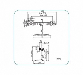 Support à poser 2 écrans de 15 à 24 pouces Aavara DS200