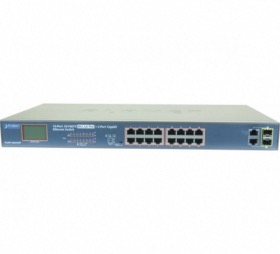 Switch 16 ports 10/100 PoE+ 2 gigabit RJ45/SFP combo Planet
