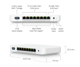 Switch UDB Ubiquiti 7 ports 2,5G 1 port 10G WiFi PoE